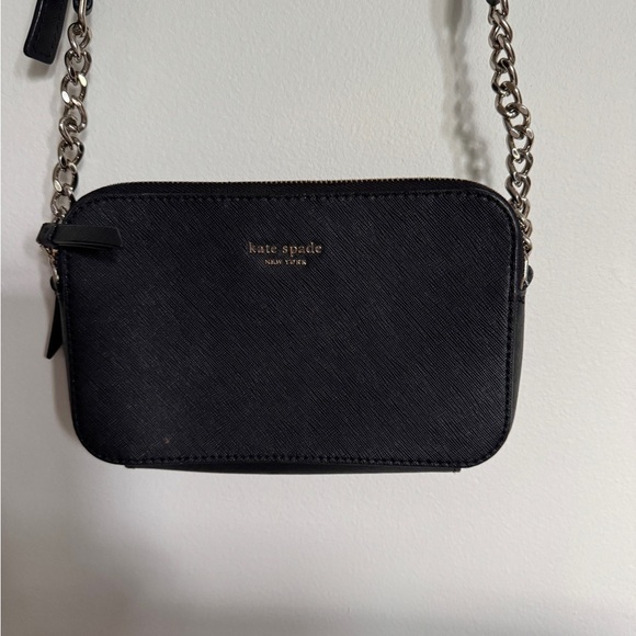 Kate Spade Black Leather Crossbody Bag with Silver Hardware - Picture 3 of 5